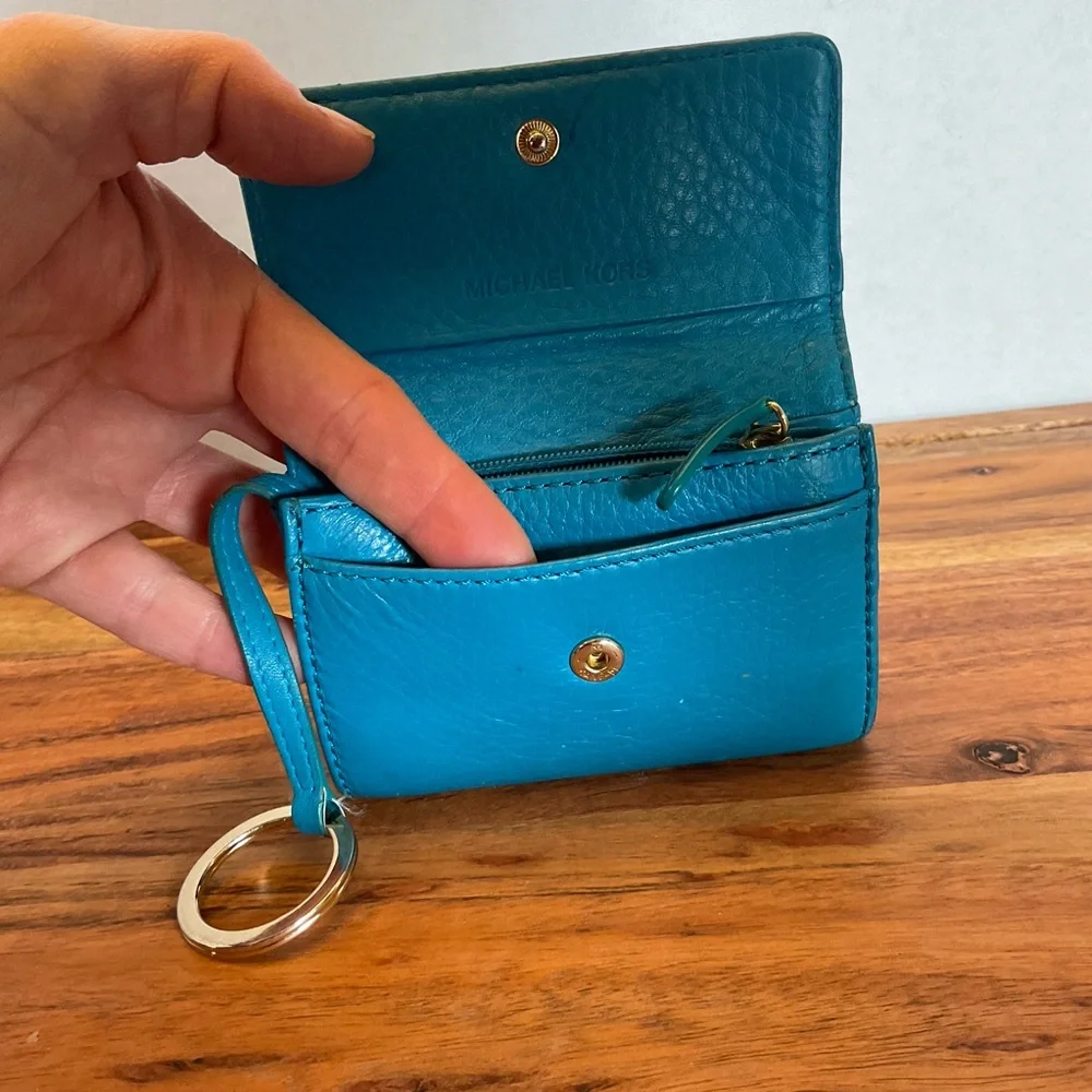 Michael Kors Blue Leather Wallet key chain
